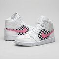 Checkered Black And Baby Pink Custom Air Jordan 1