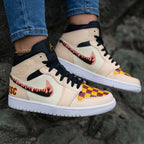 Checkered Flame Pattern Beige Custom Air Jordan 1