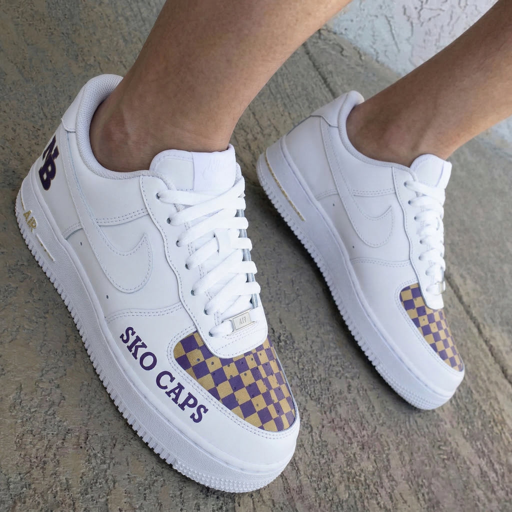 Checkered SKO CAPS NB Purple Gold Custom Air Force 1