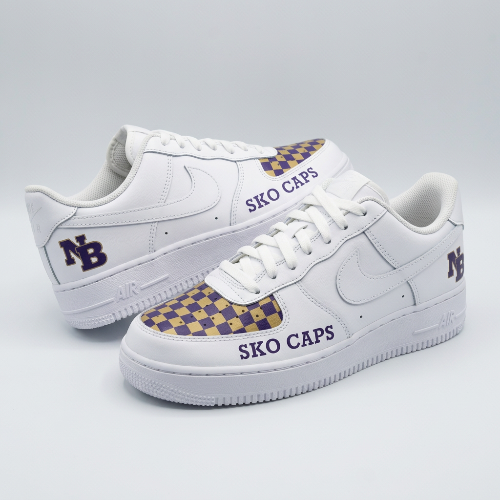 Checkered SKO CAPS NB Purple Gold Custom Air Force 1