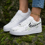 Checkered Swoosh Splatter Black Green Custom Air Force 1