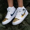 Checkered WVU Lettering Navy Yellow Custom Air Jordan 1