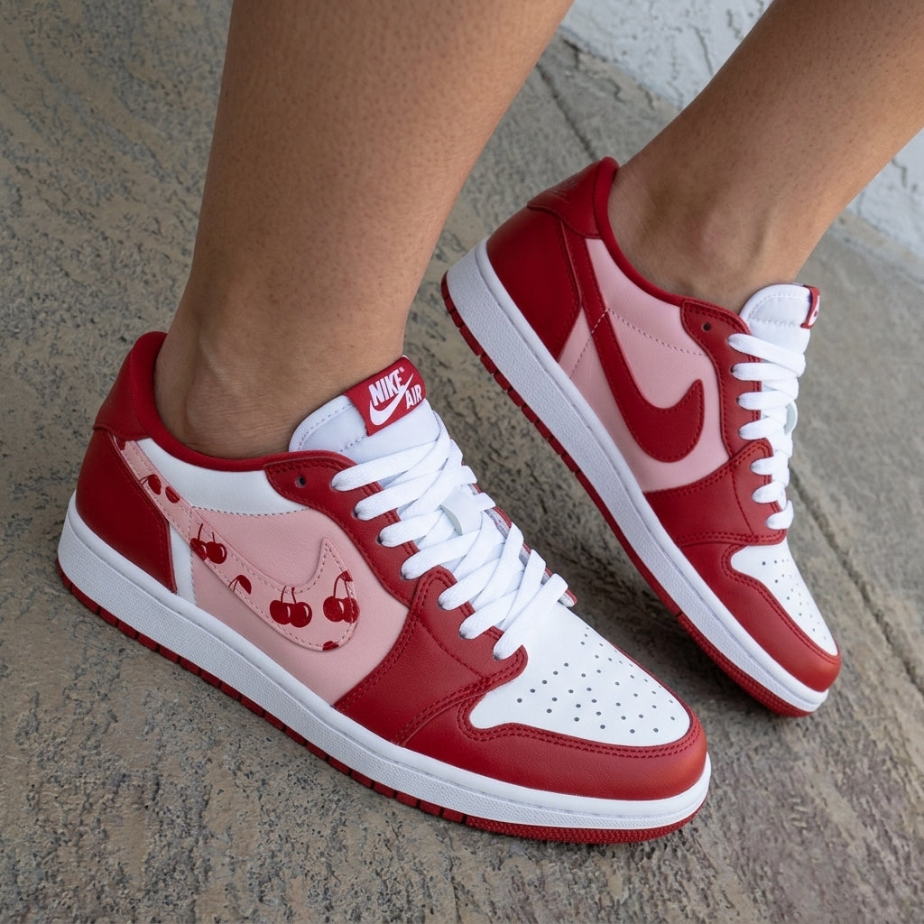 Cherries Baby Pink Red Custom Air Jordan 1