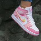 Cherries Checkerboard Koko Yellow Baby Pink Custom Air Jordan 1