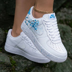 Cherry Blossom Branch Splatter Baby Blue Black Custom Air Force 1