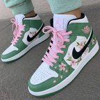 Cherry Blossom Green Baby Pink Custom Air Jordan 1