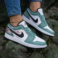 Cherry Blossom Green Pink Custom Air Jordan 1