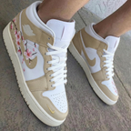 Cherry Blossoms Tan And White Custom Air Jordan 1