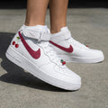 Cherry Embroidered White Burgundy Custom Air Force 1