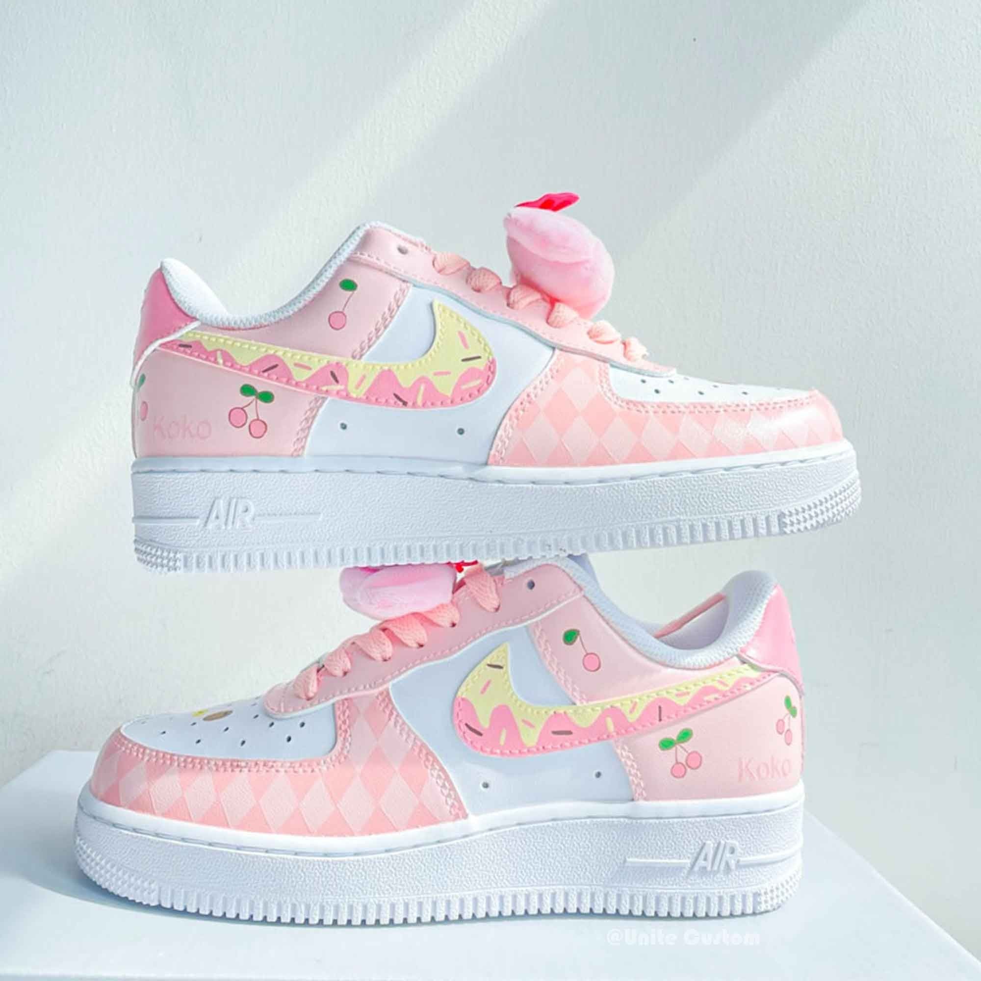 Cherry Pattern Baby Pink White Custom Air Force 1