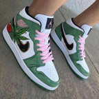 Cherry Weed Pattern Green Baby Pink Custom Air Jordan 1