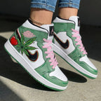 Cherry Weed Pattern Green Baby Pink Custom Air Jordan 1