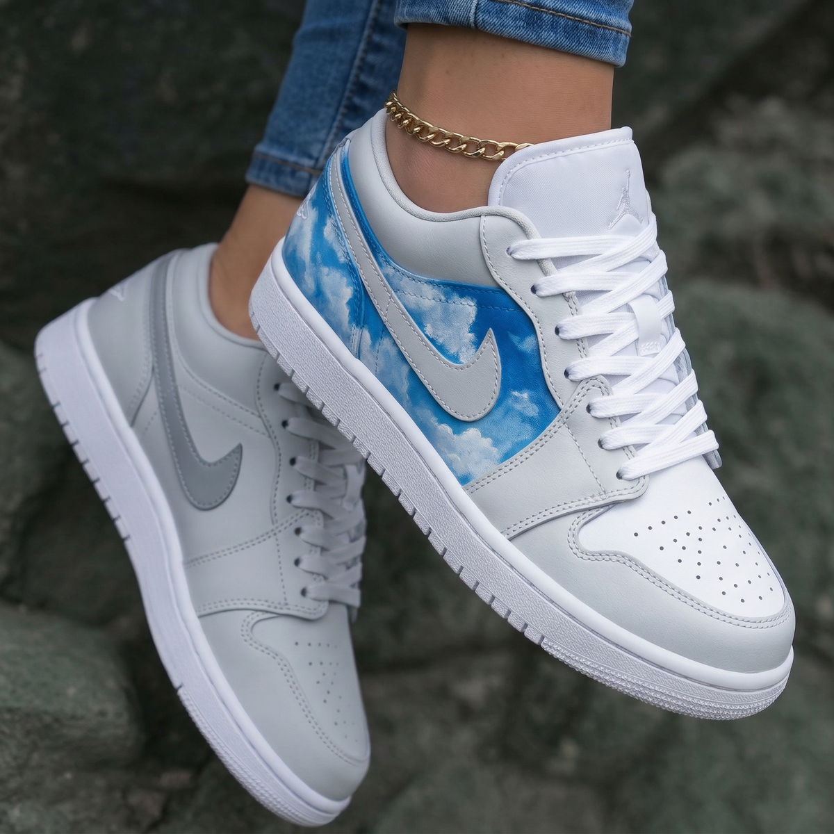 Cloud Sky Gray Blue Custom Air Jordan 1