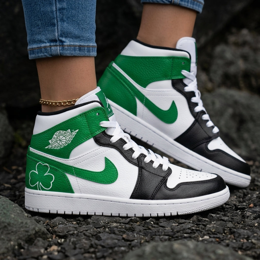 Clover Green Black Custom Air Jordan 1
