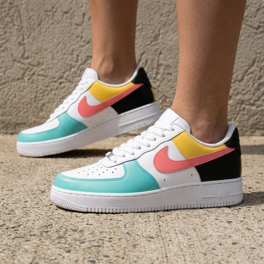 Color Block Baby Blue Baby Pink Custom Air Force 1