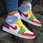 Color Block Baby Blue Purple Yellow Green Red Custom Air Jordan 1