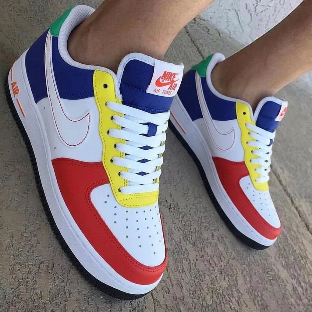 Color Blocked Red Yellow Blue Green Custom Air Force 1