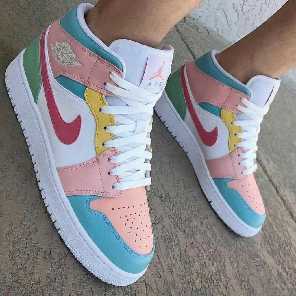 Colorful Block Baby Pink Green Yellow Blue Custom Air Jordan 1