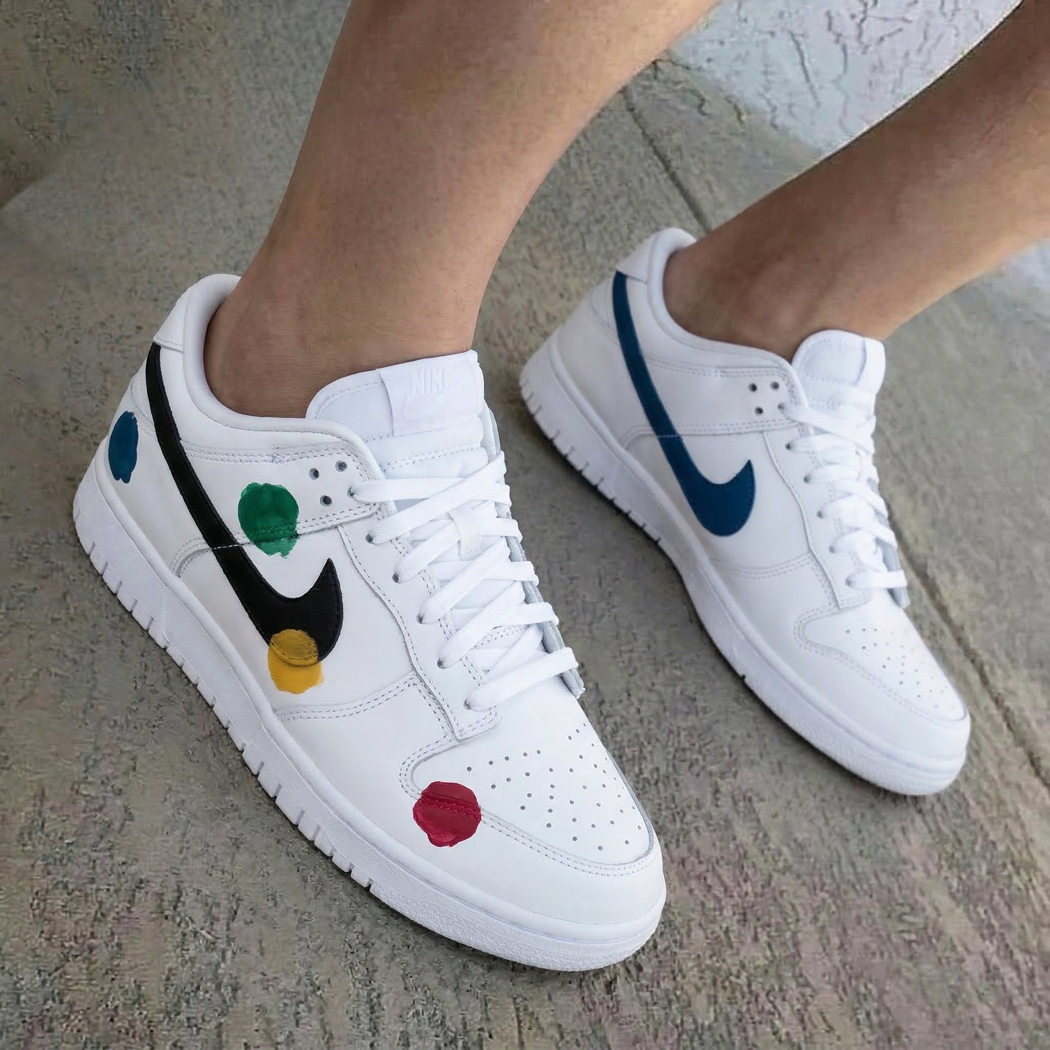 Colorful Paint Dots Black Blue Custom Dunk