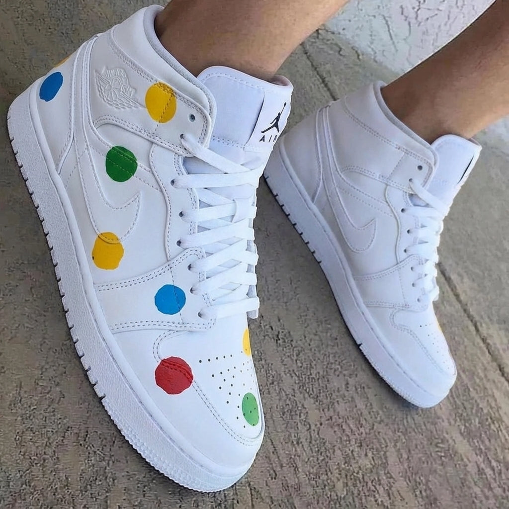 Colorful Polka Dots Red Yellow Blue Green Custom Air Jordan 1
