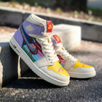 Comic Strip Pattern Yellow Purple Custom Air Jordan 1
