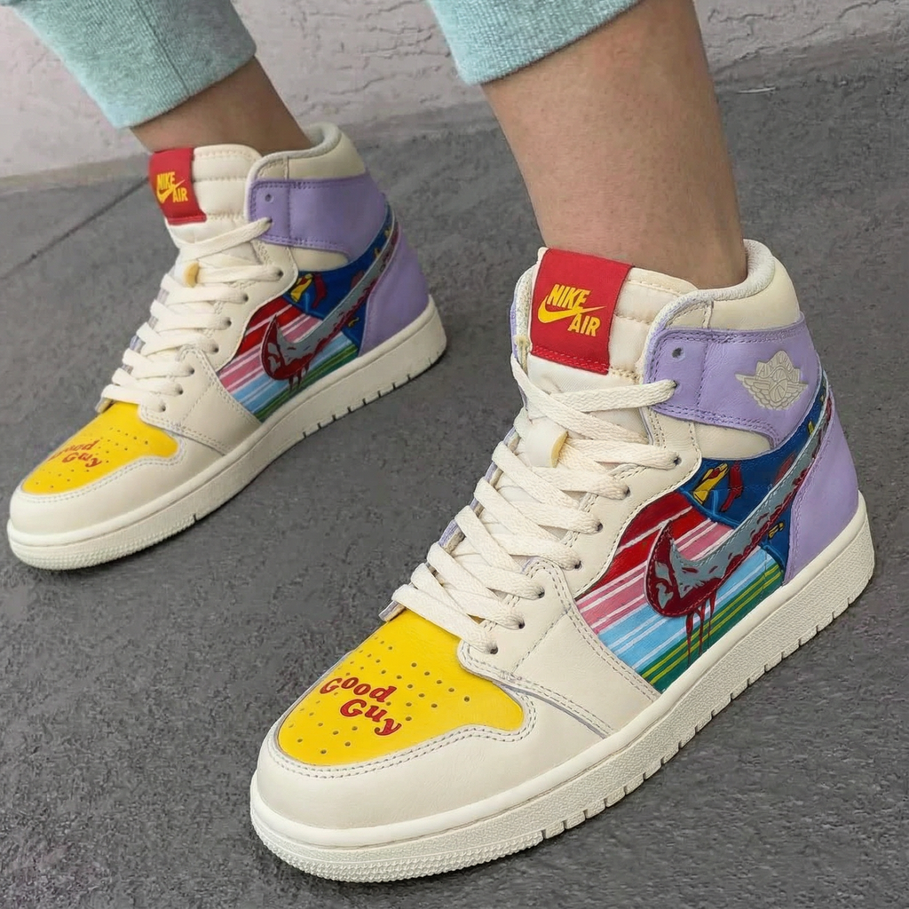 Comic Strip Pattern Yellow Purple Custom Air Jordan 1