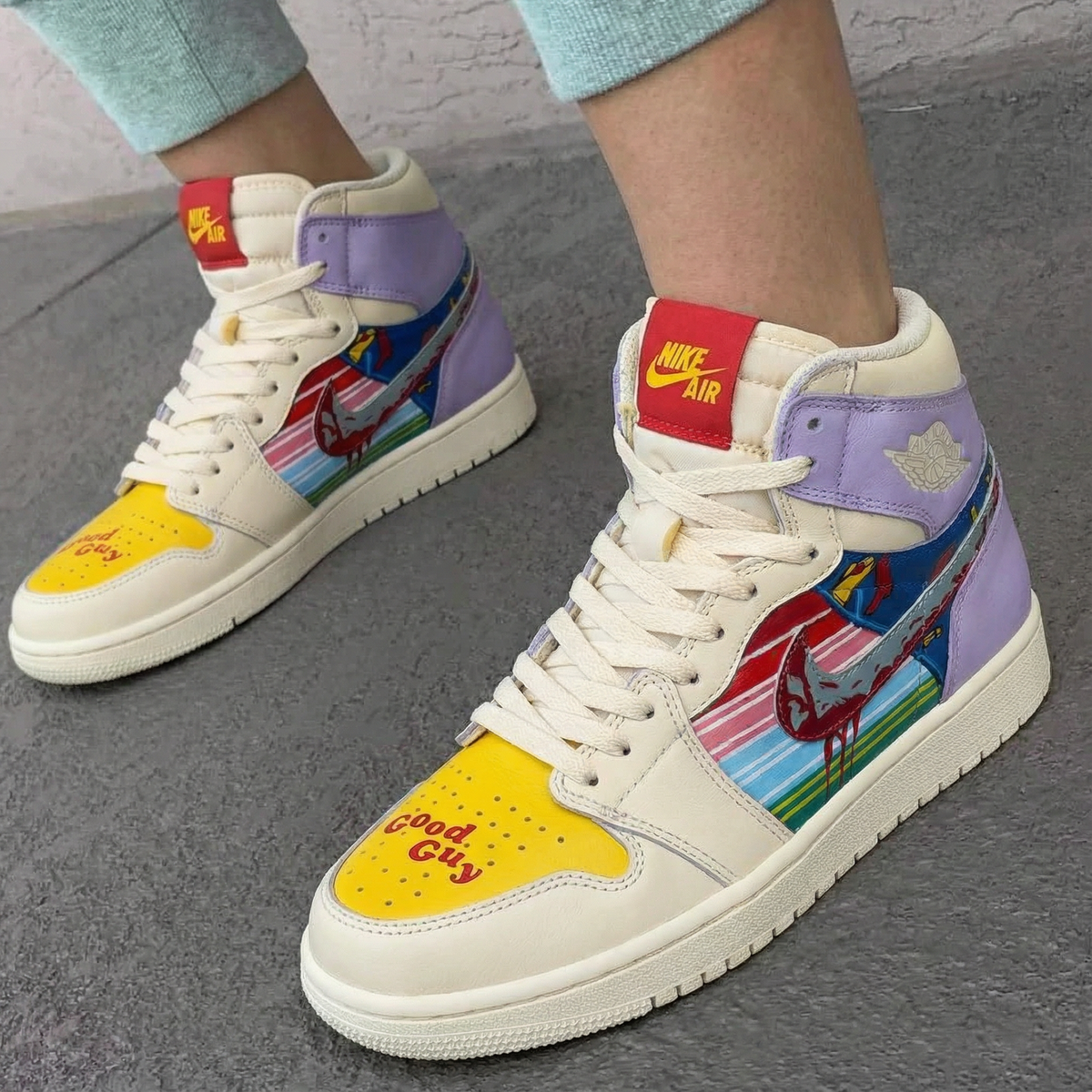 Comic Strip Pattern Yellow Purple Custom Air Jordan 1