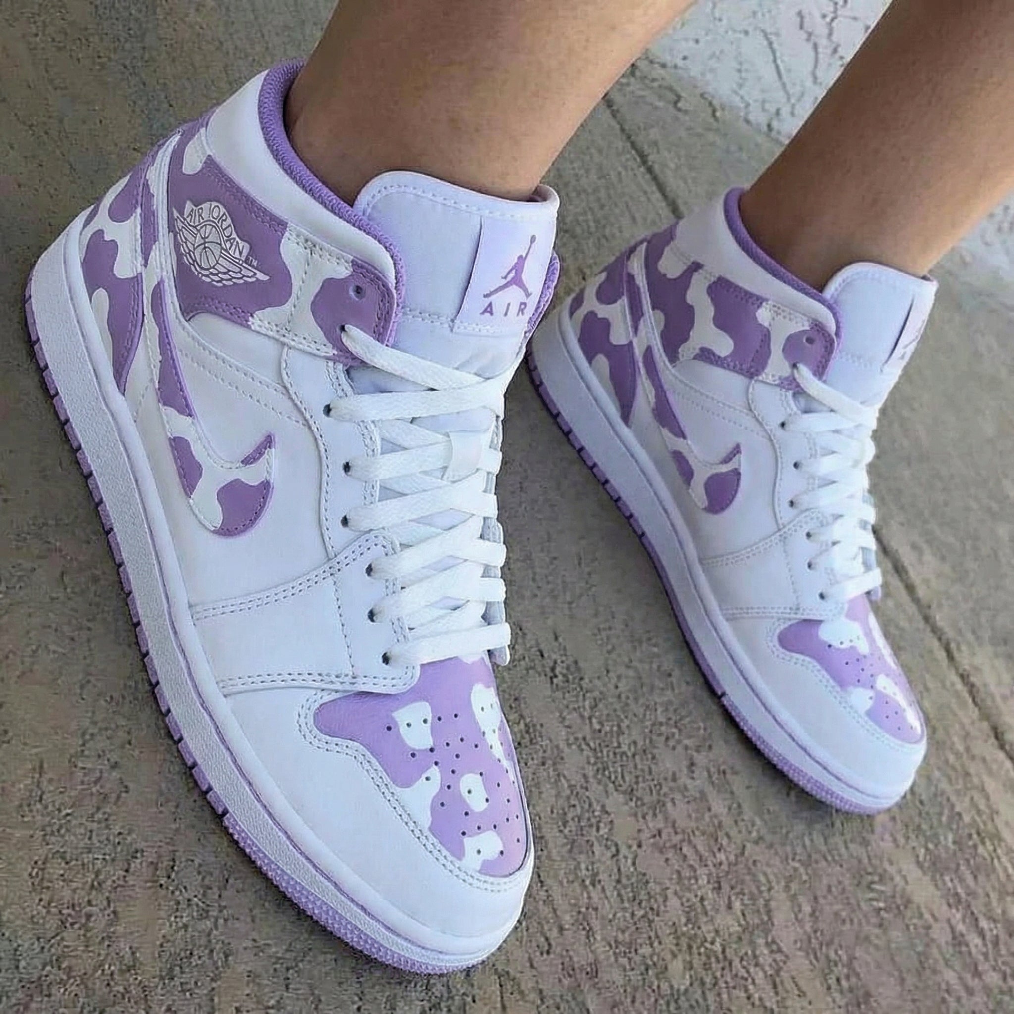 Cow Print White Lavender Custom Air Jordan 1