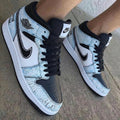 Cracked Pattern Baby Blue Black Custom Air Jordan 1