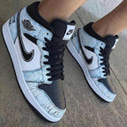 Cracked Pattern Baby Blue Black Custom Air Jordan 1