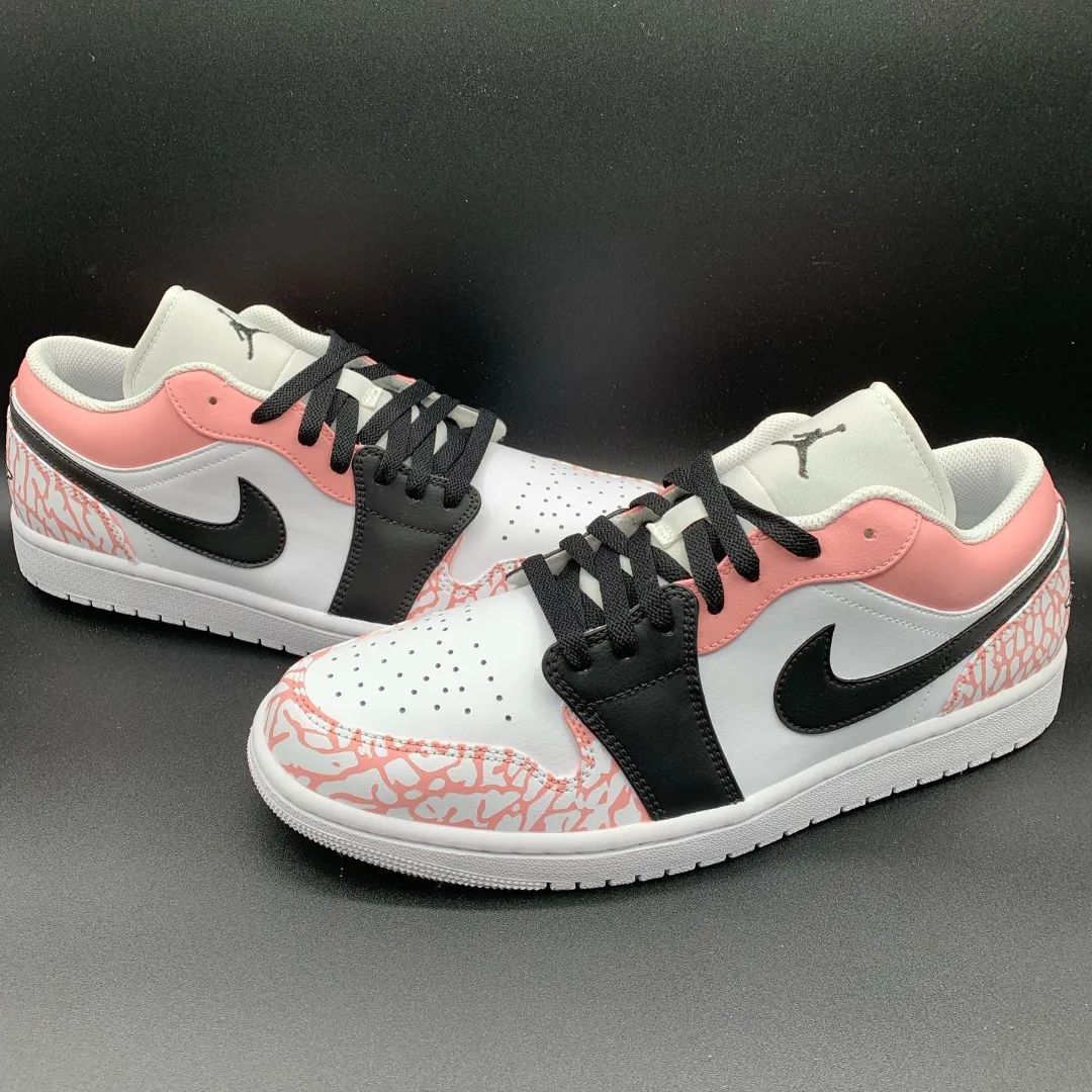 Cracked Pattern Baby Pink Black Custom Air Jordan 1
