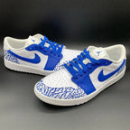 Cracked Pattern Blue White Custom Air Jordan 1