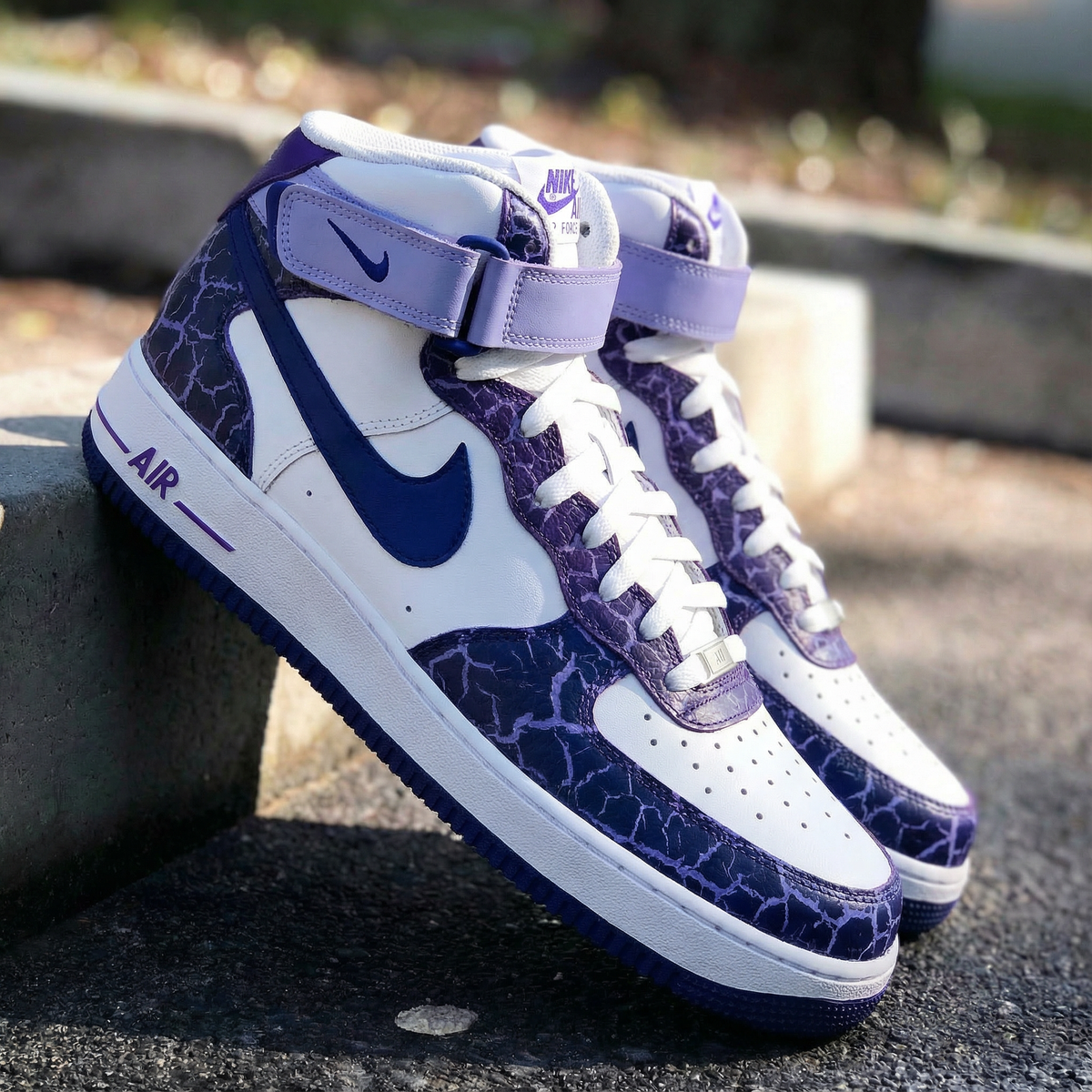Cracked Pattern Purple Blue Custom Air Force 1