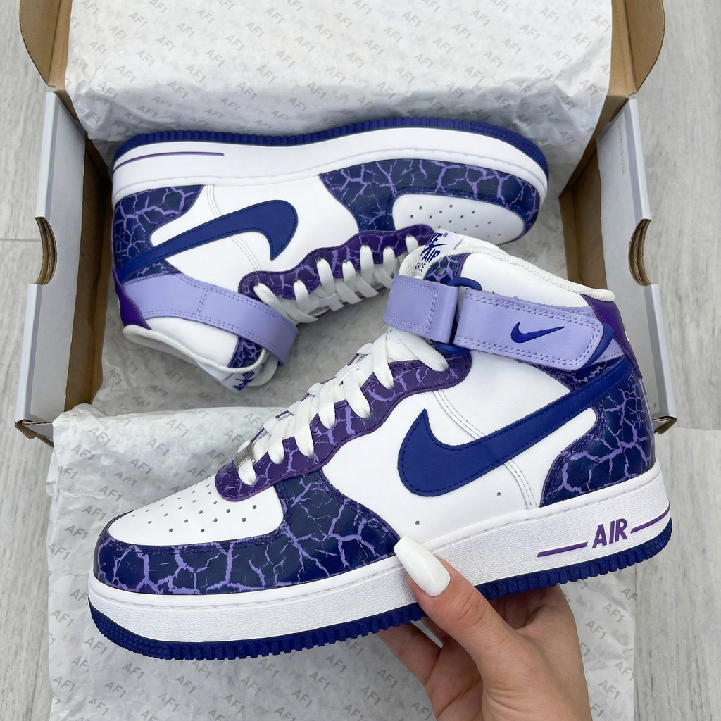 Cracked Pattern Purple Blue Custom Air Force 1