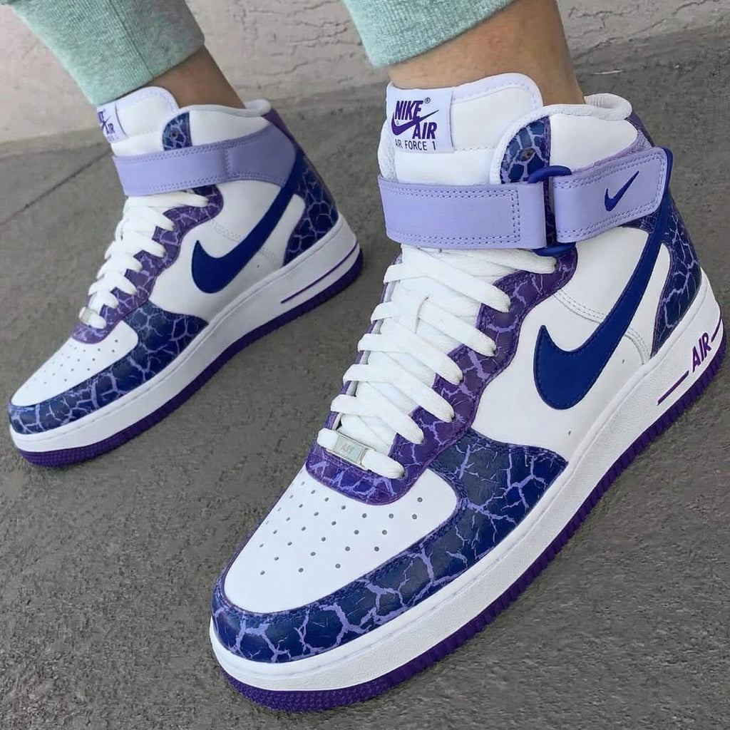 Cracked Pattern Purple Blue Custom Air Force 1
