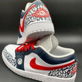 Cracked Pattern Red Navy Custom Air Jordan 1