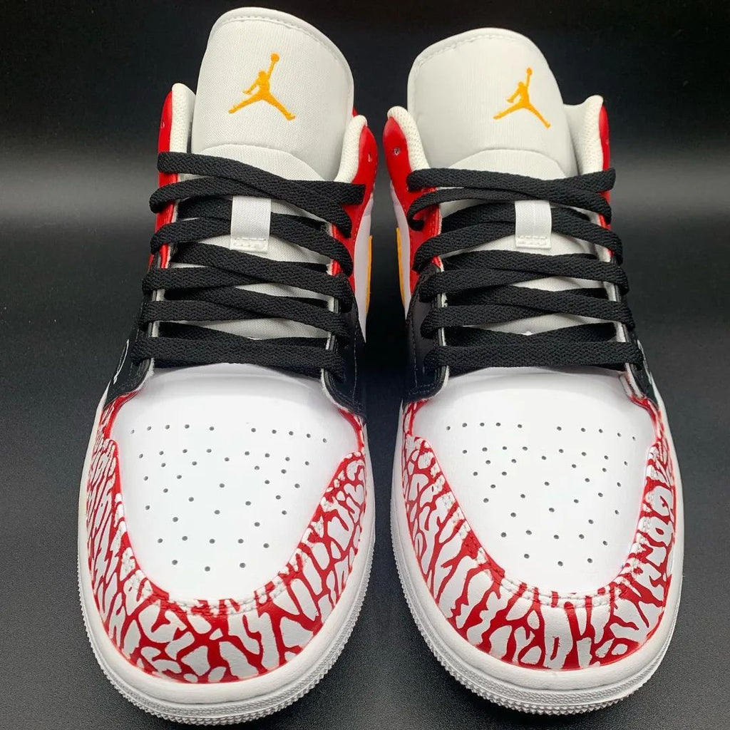Cracked Pattern Red Yellow Black Custom Air Jordan 1