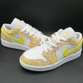 Cracked Pattern Yellow Purple Custom Air Jordan 1