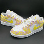 Cracked Pattern Yellow Purple Custom Air Jordan 1