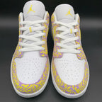 Cracked Pattern Yellow Purple Custom Air Jordan 1