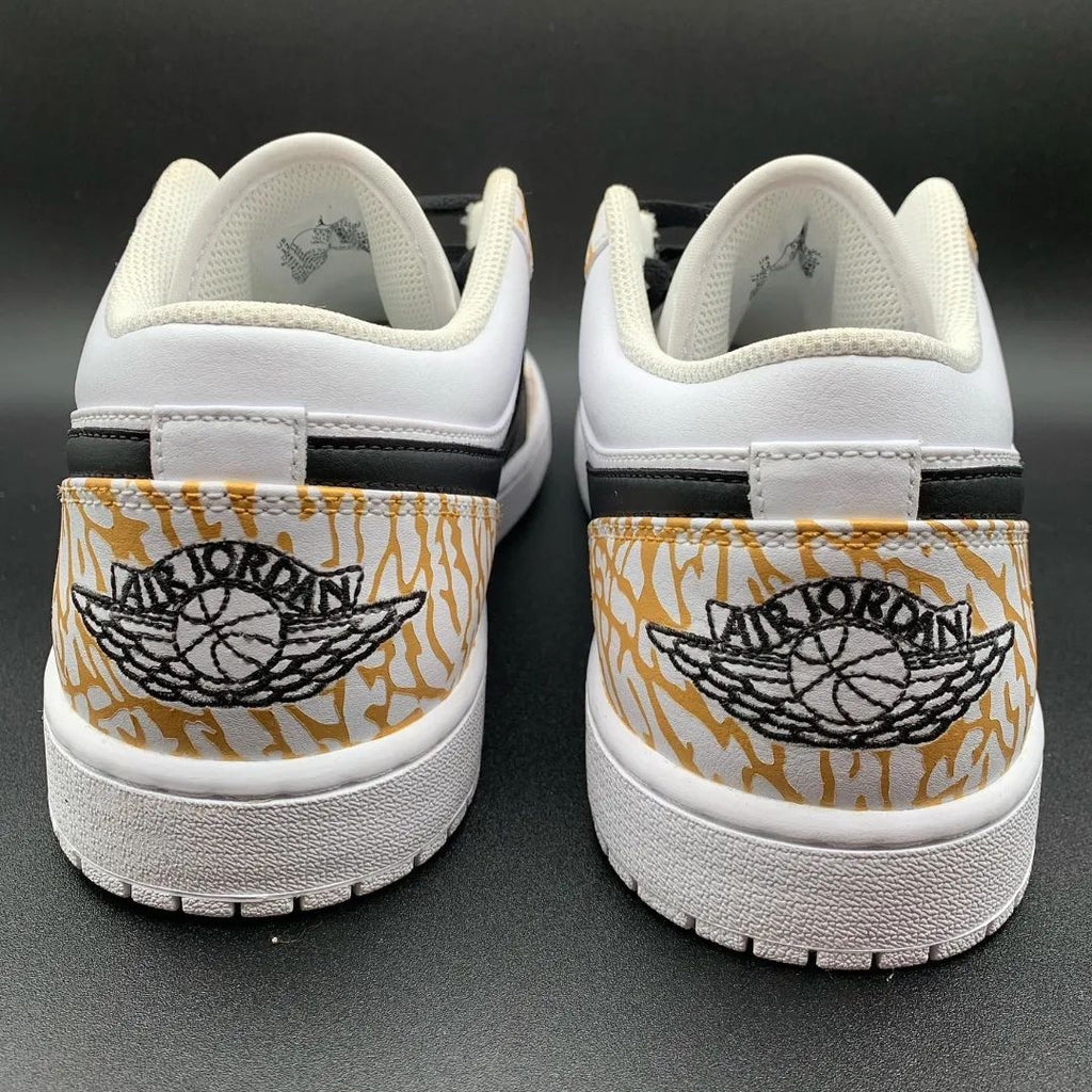 Crackle Pattern Black Gold Custom Air Jordan 1