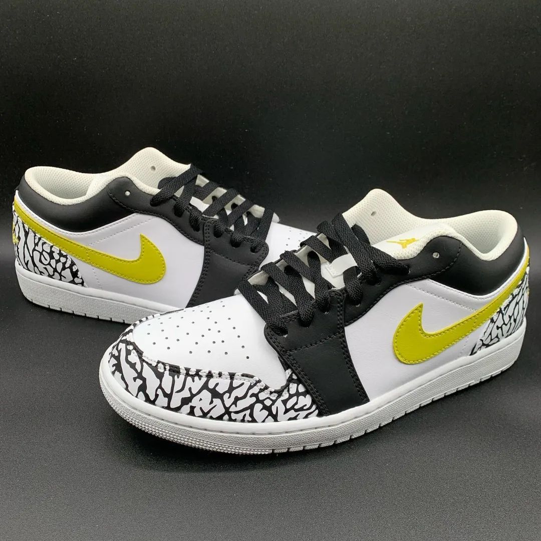 Crackle Pattern Black Yellow Custom Air Jordan 1
