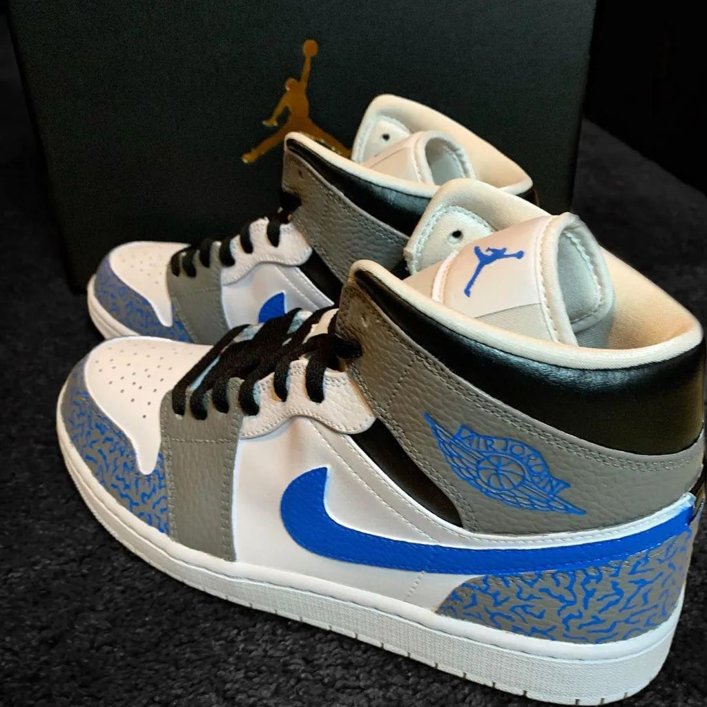Crackle Pattern Gray Blue Custom Air Jordan 1