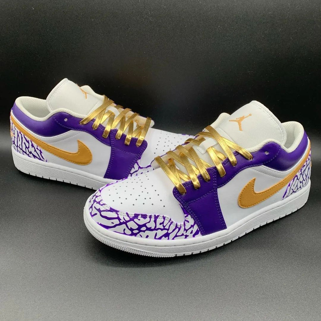 Crackle Pattern Purple Gold Custom Air Jordan 1