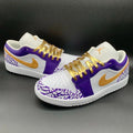 Crackle Pattern Purple Gold Custom Air Jordan 1