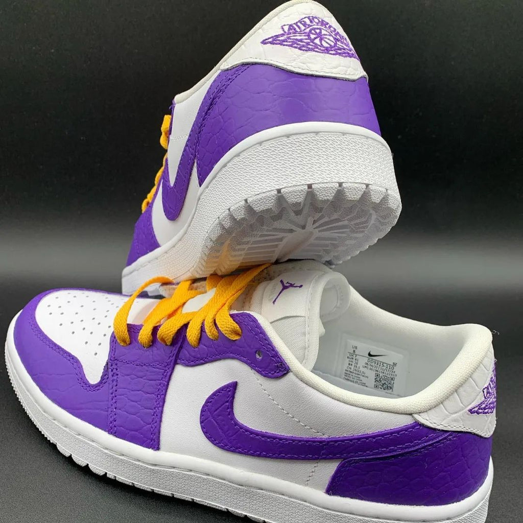 Crocodile Pattern Purple White Yellow Custom Air Jordan 1