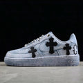 Custom Air Force 1 Baby Blue with Cross Patterns
