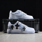 Custom Air Force 1 Baby Blue with Cross Patterns