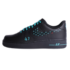Custom Air Force 1 Black Teal Star Pattern