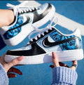 Custom Air Force 1 Black White With Blue Roses